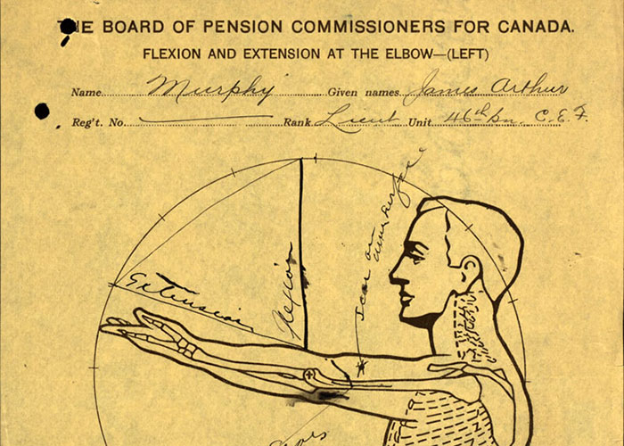 Page tirée du dossier de service du lieutenant James Murphy du Corps expéditionnaire canadien, Première Guerre mondiale. 